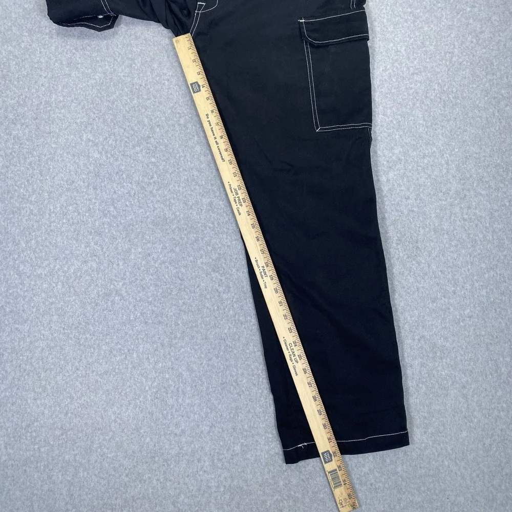 True Religion Cargo Pants Mens 36 Black White Contrast Stitch Horseshoe Logo